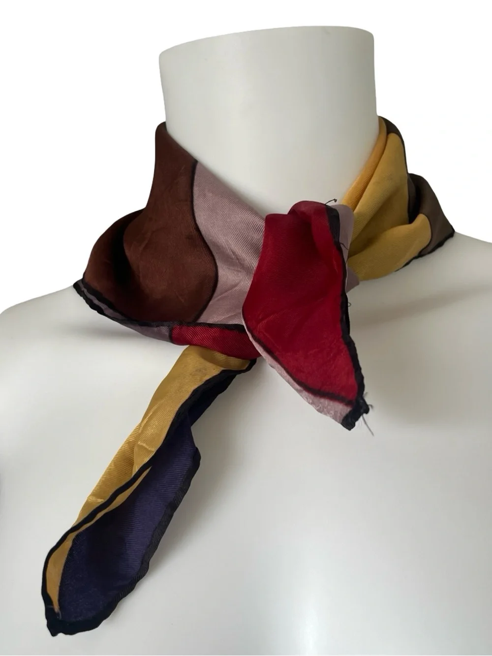 Vintage Multicolor Geometric Pinwheel Pocket Square Handkerchief Scarf Square